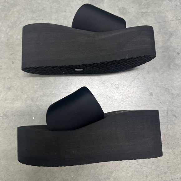 🖤 New! Black Platform Memory Foam Like Wedge Slide Sandals *RUNS BIG* - Picture 11 of 12